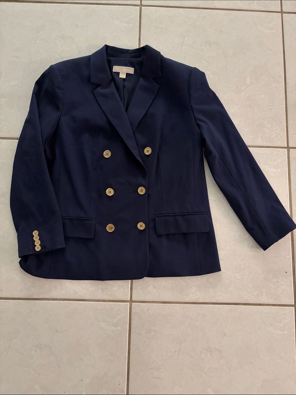 MICHAEL Michael Kors Navy Double-Breasted Girls Blazer with Gold Buttons